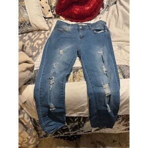 size 16 distressed ripped  blue jean/denim jegging legging celebrity sce